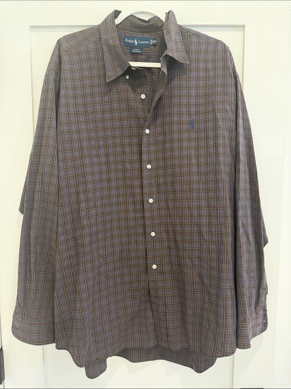 Ralph Lauren Blake Men’s XXL Plaid Long Sleeve Button Down Shirt 100% Cotton